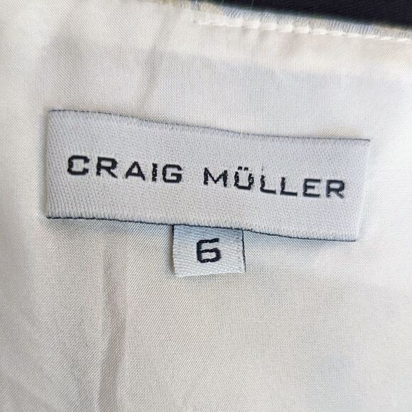 Craig Müller Shift Dress 6 Blue White Cheetah/ Leopard Print Knee Length - Picture 4 of 4